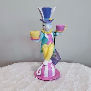 Mad Hatter Easter Bunny MacKenzie Style 13” VIRAL Candle Holder NEW
